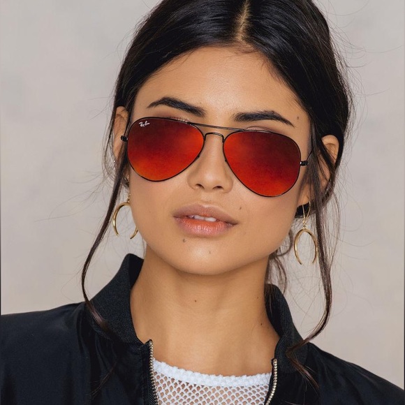 NEW Ray Ban Aviator Orange Red Mirrored Sunglasses - Picture 7 of 9